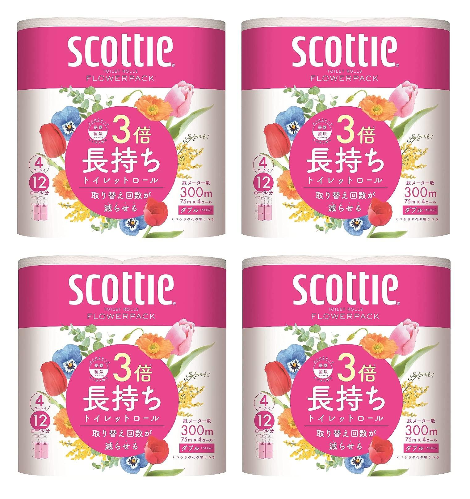 Scotty Flower 3x Longer 75m x 4 Double x 4 (Bulk Purchase) Pack, Lasting, Rolls, розовый