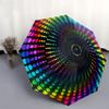 Parapluie à Ouverture/Fermeture Automatique avec Motif Goutte d'Eau Arc-en-ciel Concentrique - Parapluie Pliant Compact, Armature à 8 Nervures Coupe-vent, Léger