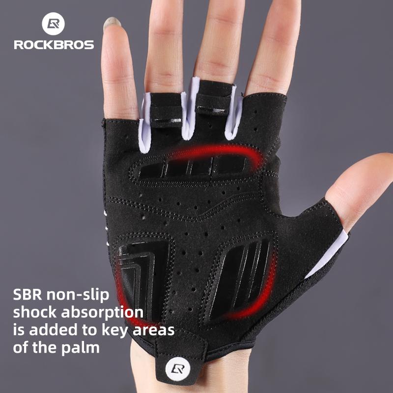 Guanti da Ciclismo Rockbros Bici Ammortizzanti Imbottiti in Schiuma Mezza Dita Corti Antiscivolo Traspiranti Mtb Dh Rode Bicicletta Guanti da Uomo