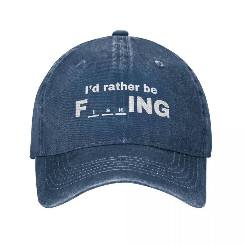Funny Fishing Theme Outfits Unisex Baseball Caps Fish Fisherman Gift Distressed Washed Hats Cap Vintage Outdoor Fishing Cap