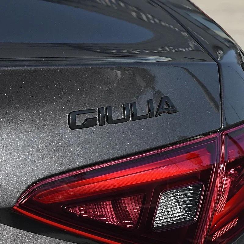 3D ABS Lucido Argentato Nero Q2 Q4 Ti Veloce Giulia Stelvio Emblema Lettere Emblema Cofano Adesivi Auto Per Accessori Alfa Romeo WQ4