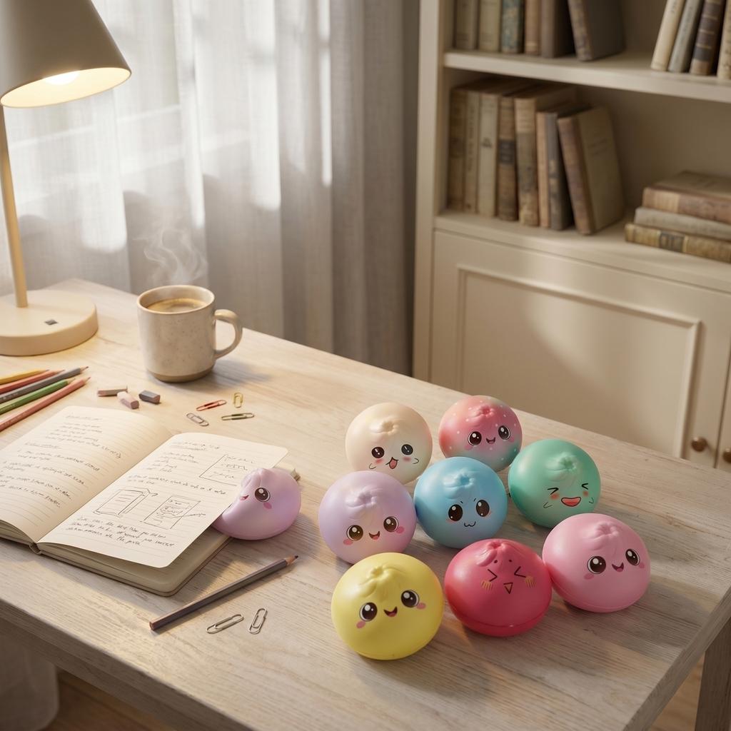 Stress Relief Ball Set with Assorted Cute Expressions Soft Squeezing Toy for Hand Exercise and Sensory Relaxation Random Styles