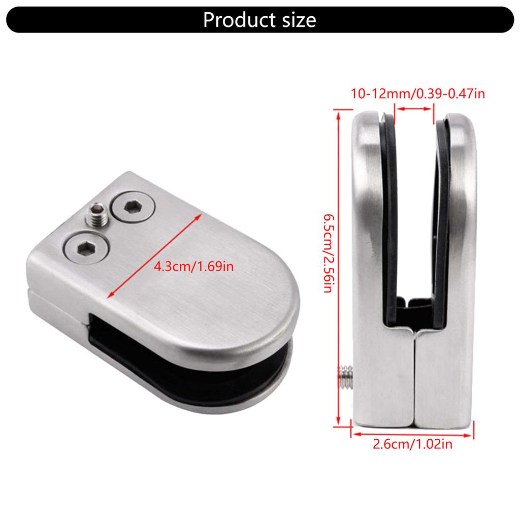 Stainless Steel Glass Clamp Support Bracket Stand Set Adjustable for Staircase and Balcony Railings No Drilling Required