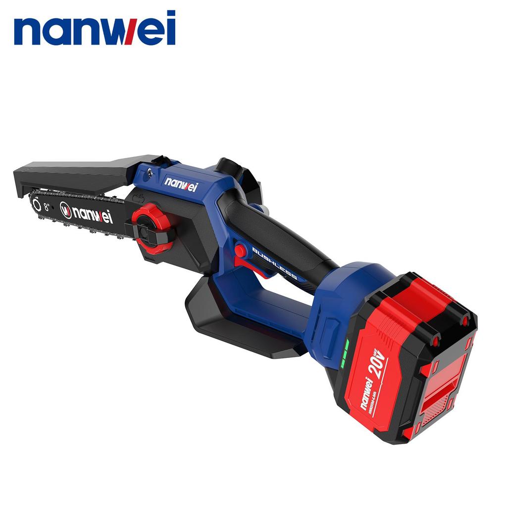 NANWEI Motosierra eléctrica de 8 pulgadas 5800 rpm, Velocidad 8 m/s, Presión manual