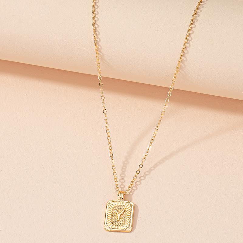 Square Brand 26 English Letter Necklace Hip-hop Necklace Ins Style Female European and American Design Sense Clavicle Chain