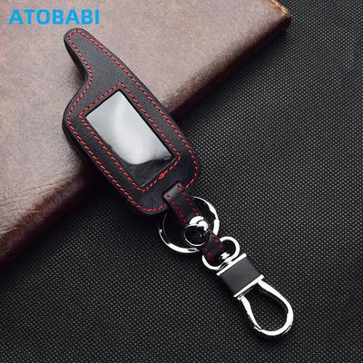Leather Car Key Cover Bag For Scher-Khan Logicar 1/2/3/4/3i/4i/5i/6i Two Way Car Alarm System LCD Remote Control Fobs Shell Protector Case