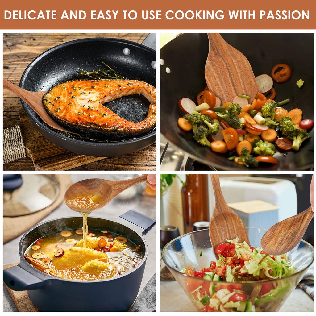 4/5/7Pcs Wooden Spatula Wooden Utensil Set Nonstick Cooking Utensil Set High Temperature Resistant Soup Spoon for Kitchen Gadget
