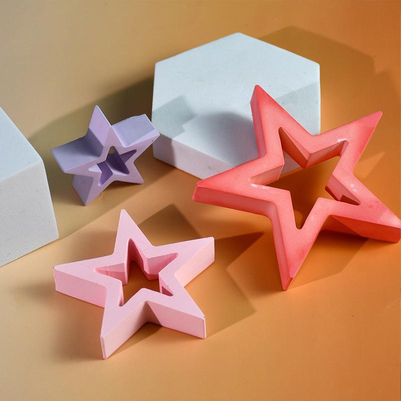 1Pc DIY Epoxy Mould Hollow Star Decoration Table Mould Hollow Large Medium and Small Pentagram Silicone Mould