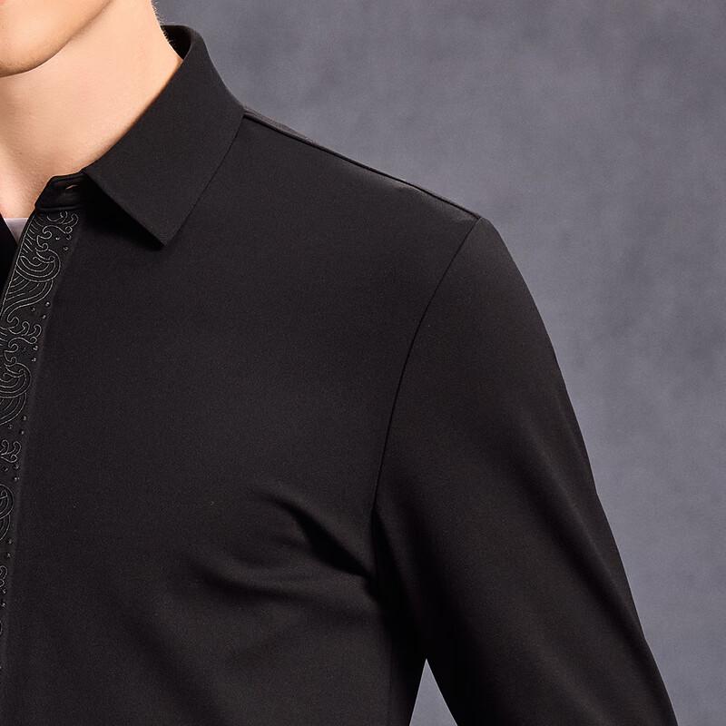 Antonio Men's Chinese Retro Jacquard Lamb Wool Blend Shirt
