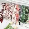 2025 New Printed Thin and Narrow Silk Scarf, Retro Long Hair Tie Streamer Gift Box Gift Silk Scarf