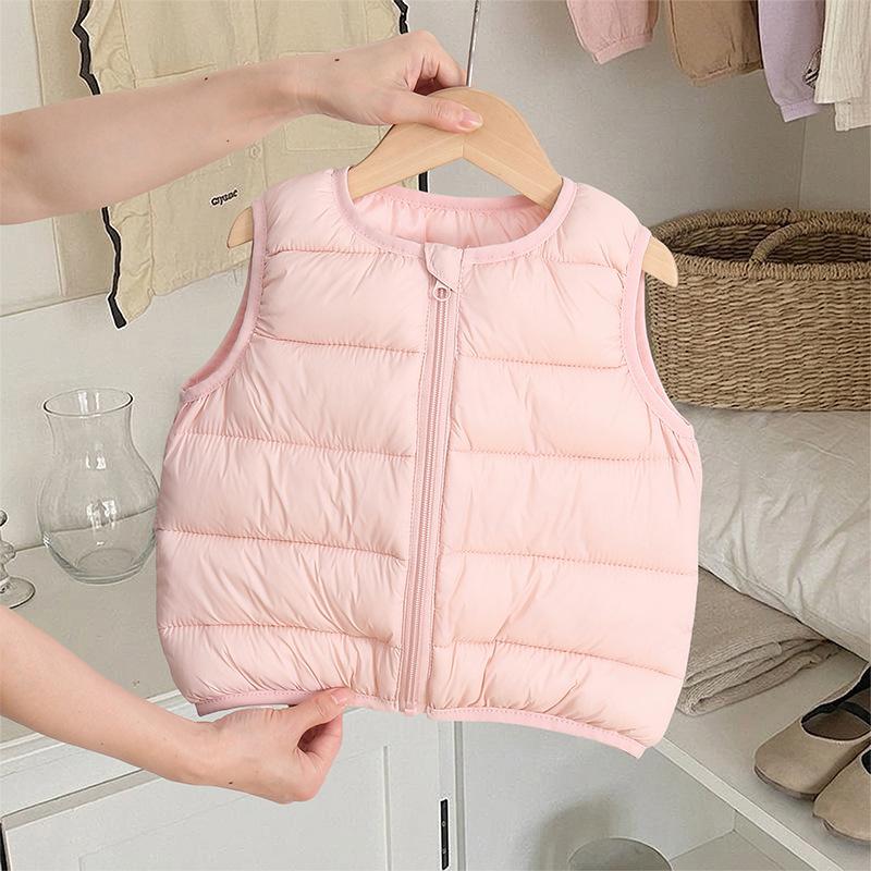 Kids Sleeveless Round Neck Padded Vest Children Autumn Winter Waistcoat For Boys Girls