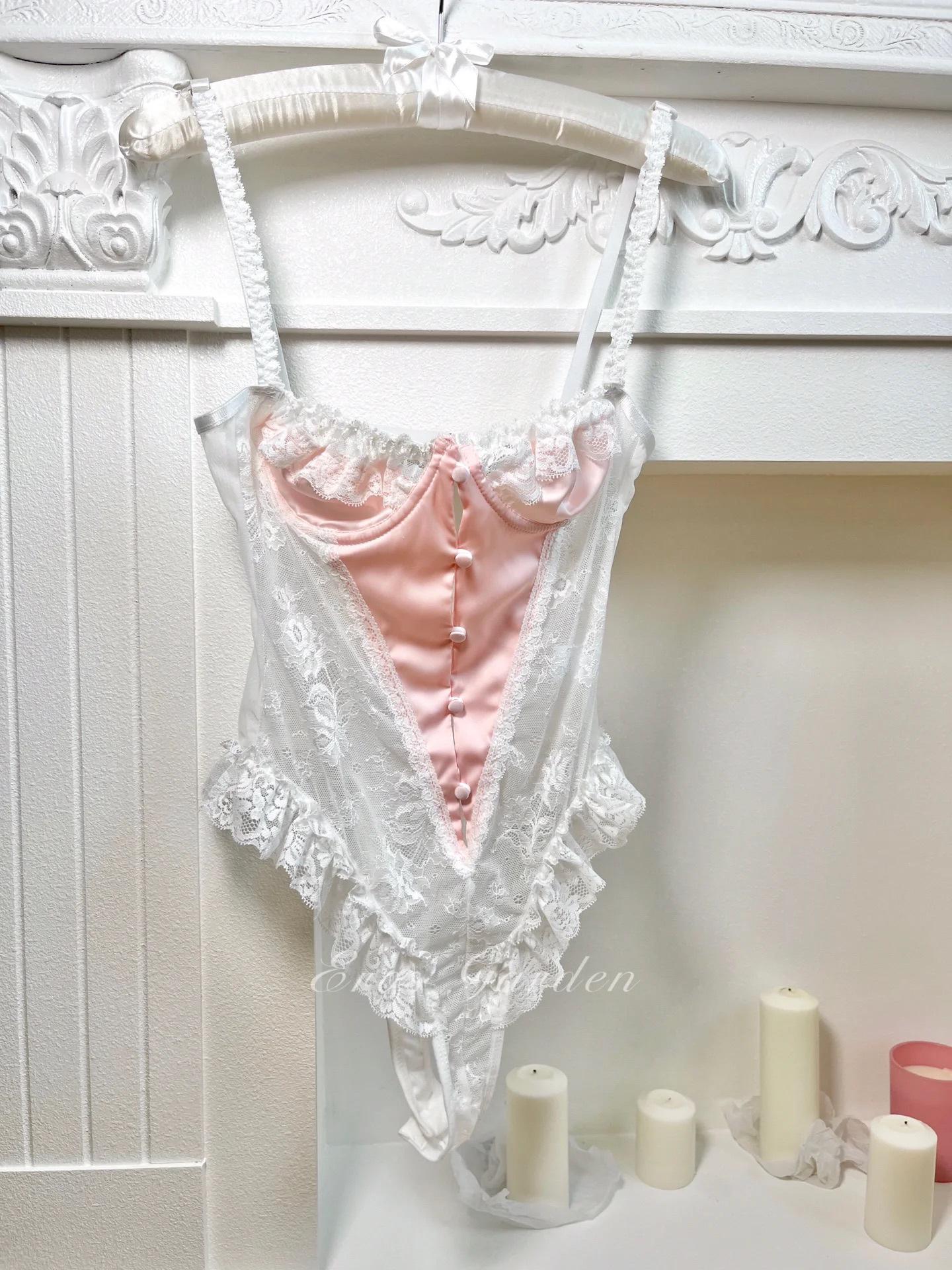 

Формирующий боди из французского кружева: Соблазнительная ночная одежда с чистым желанием для маленькой груди One Size розовый