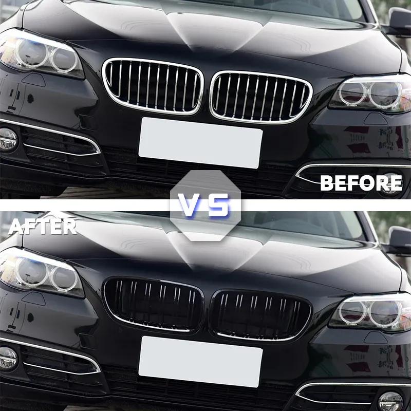 Front Kidney Double Slat Grill Grille For BMW 5 Series F10 F11 F18 2010 2011 2012 2013-2017 Dual Line Glossy Black Racing Grills