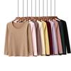 Women's Double-Sided German Velvet Crew Neck Long Sleeve Thermal Top, 2025 Autumn/Winter, Slim Fit, Solid Color