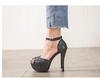 Chic Metal Sequin Stiletto Cutout Platform Sandals 