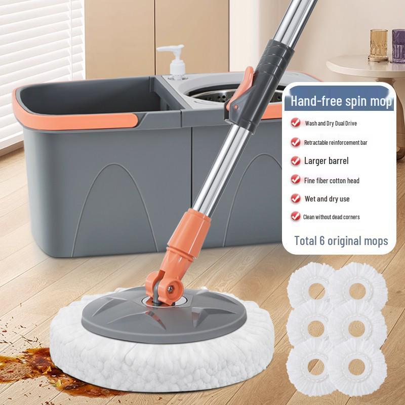 Dual-Use Rotating Mop & Bucket Set for Easy Dry/Wet Cleaning