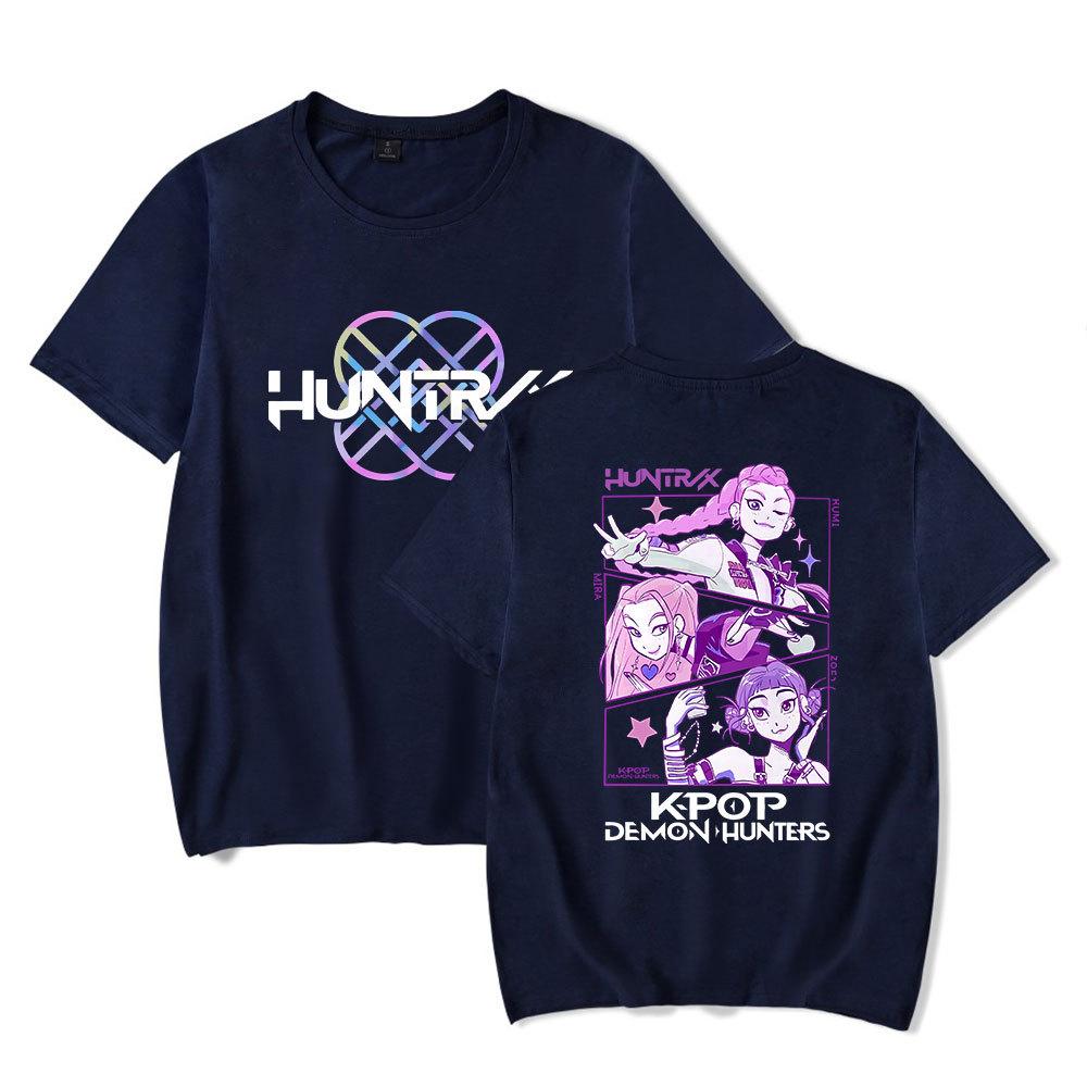 Anime KPop Demon Hunters Huntrix Tshirt Men Women Fashion Cotton T Shirt Summer Unisex Crewneck Short Sleeve  Streetwear Tees