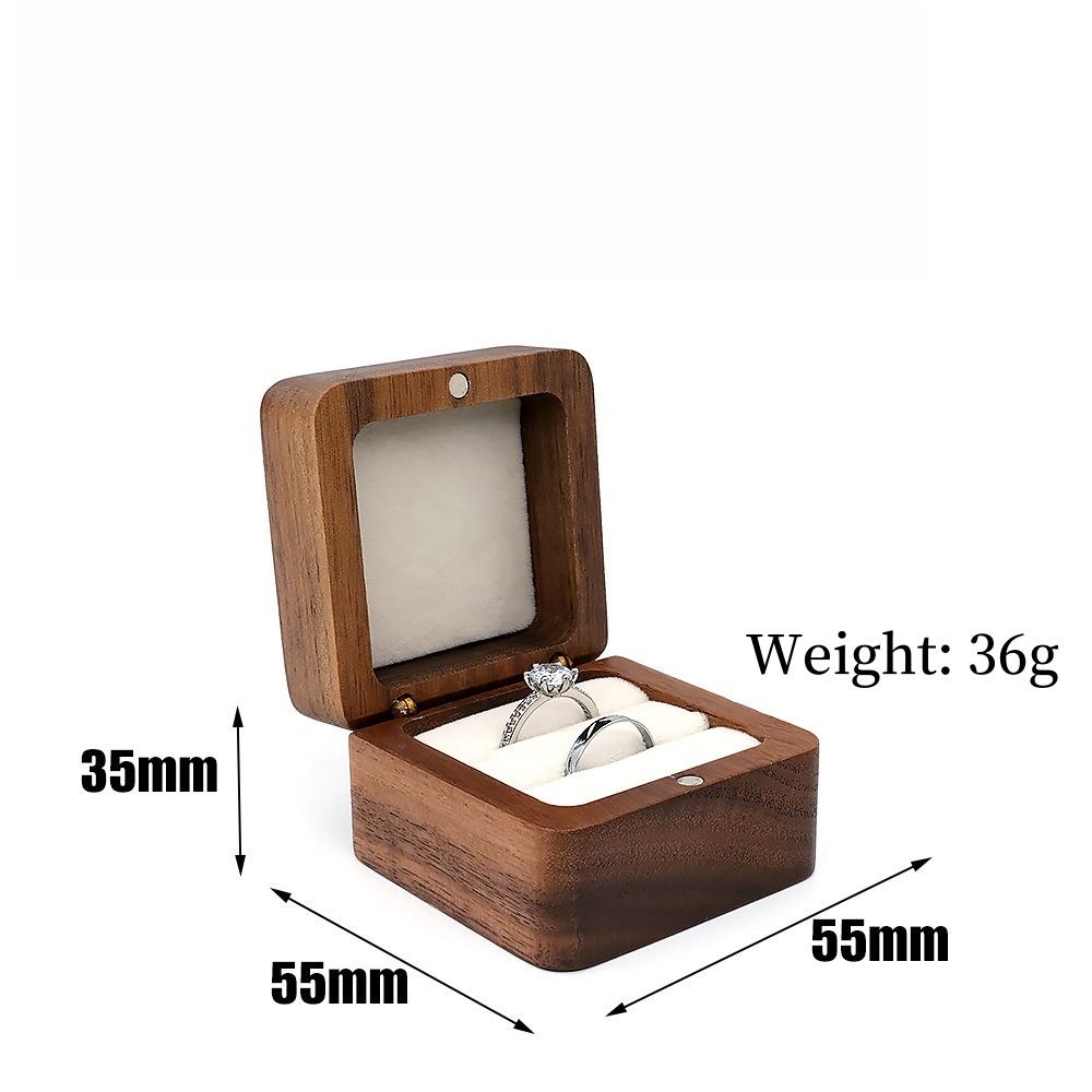 Black Walnut Solid Wood Ring Box Retro Style Luxury Exquisite Portable Storage for Necklaces Earrings Bracelets Oval Shape