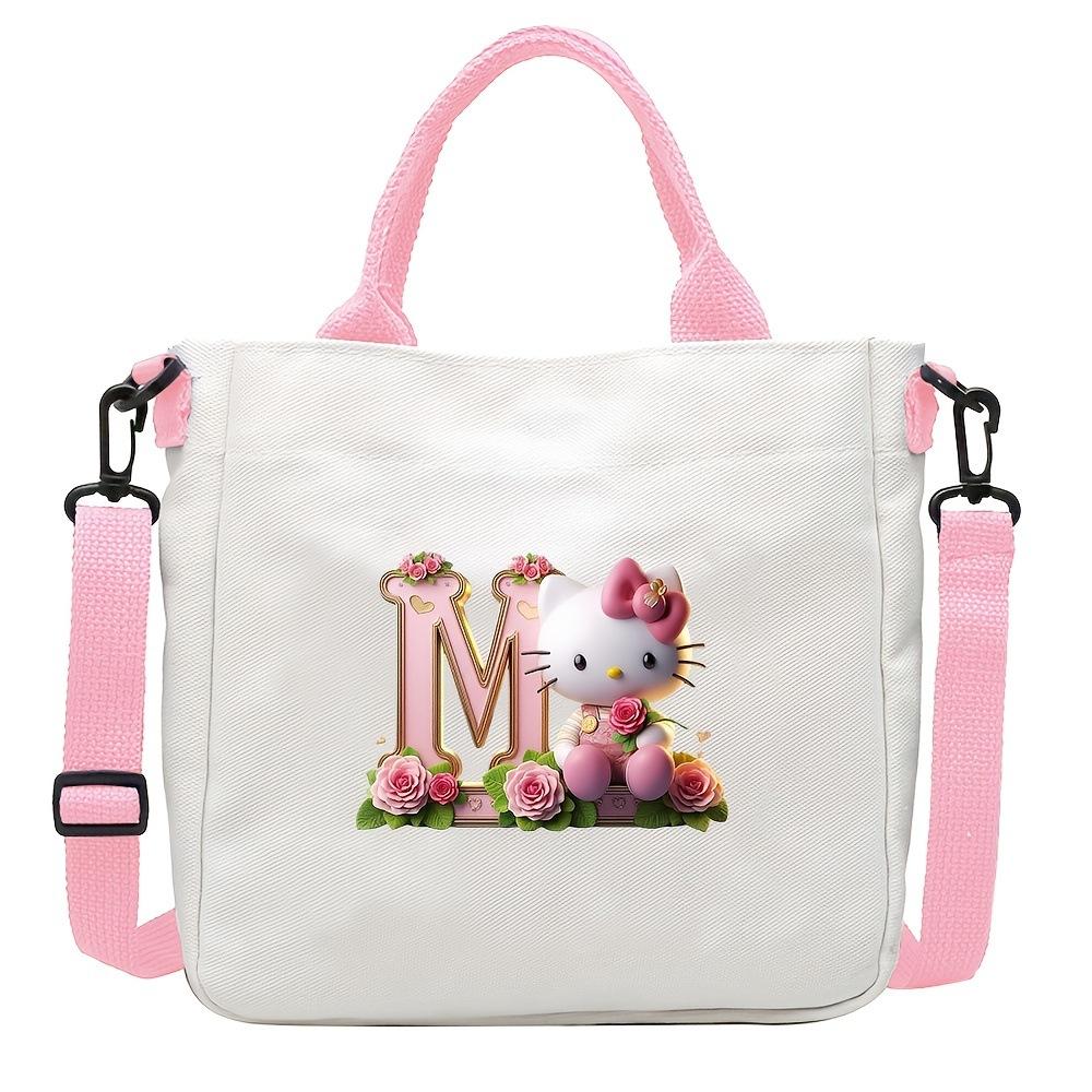 Sweet Cartoon Print 26 Letter Canvas Bag Schoolgirl Portable Crossbody Shoulder Bag Trend