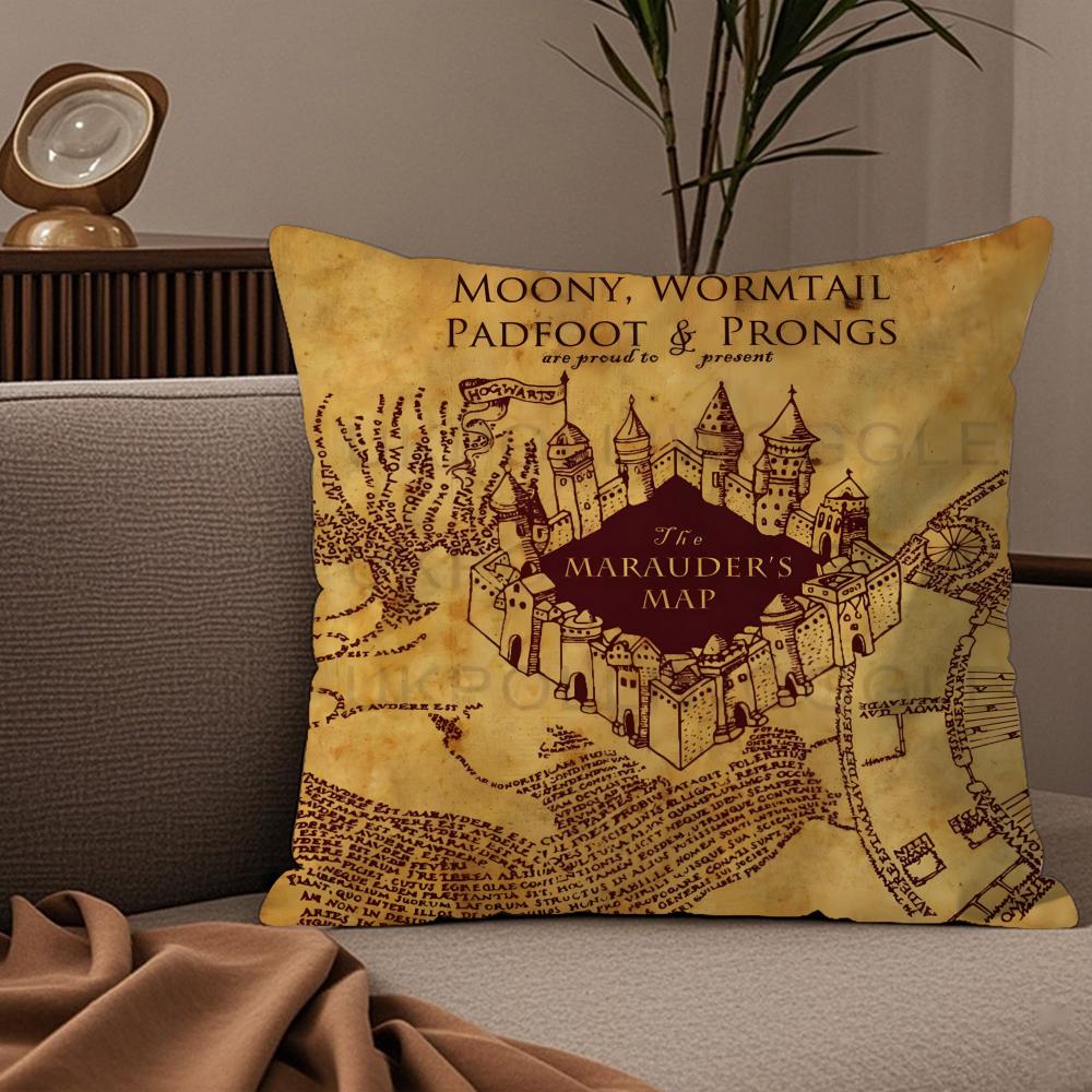 Housse de coussin Magique Carte des Maraudeurs Harry Potter Confort Élégant Soie Canapé Lit Fermeture Éclair Invisible