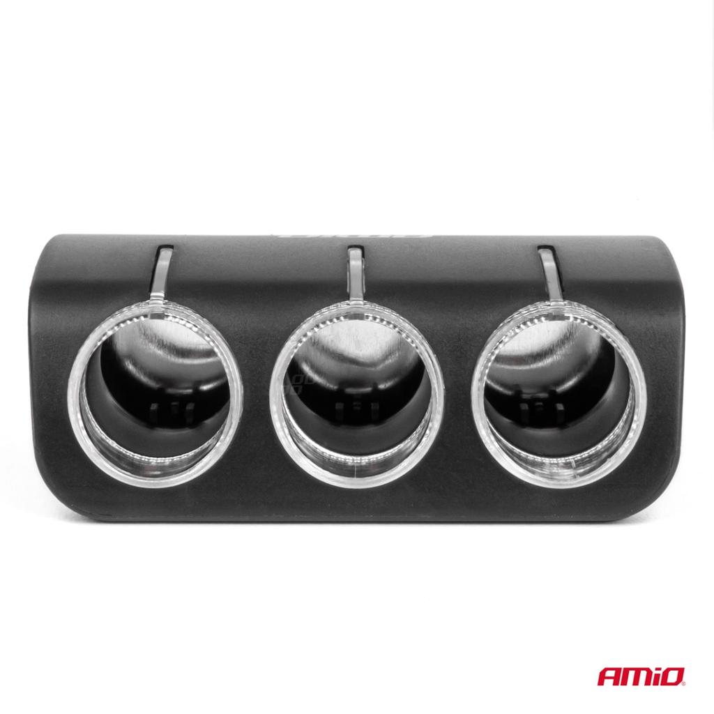 Cigarette lighter socket splitter 12V 24V 120W 80cm AMIO-04359