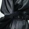 Gothic Style Women's Studded Belt Double Row Hole Waist Sash Secure Nonslip Clasp PU Leather Fashion Accessory