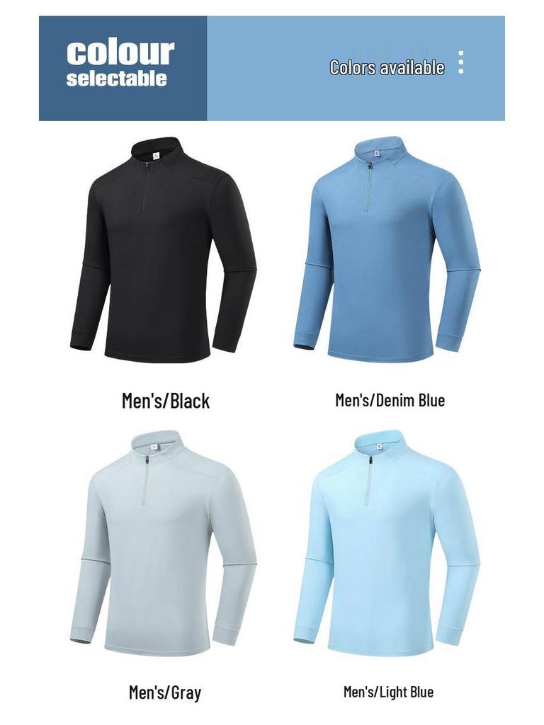 2026 Men's Breathable Half-Zip Long Sleeve Polo Shirt for Sports & Outdoor Activities