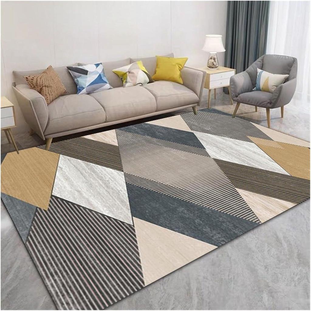 Vikama Nordic Geometric Luxury Loop Pile Rug - Washable Mat For Hall, Airbnb, Bedroom, Office, Home Decor