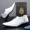 Fashion White Mens Casual Loafers Driving Moccasin Fashion Male Comfortable Business Formal Spring Leather Men Lazy Metal Dress Shoes