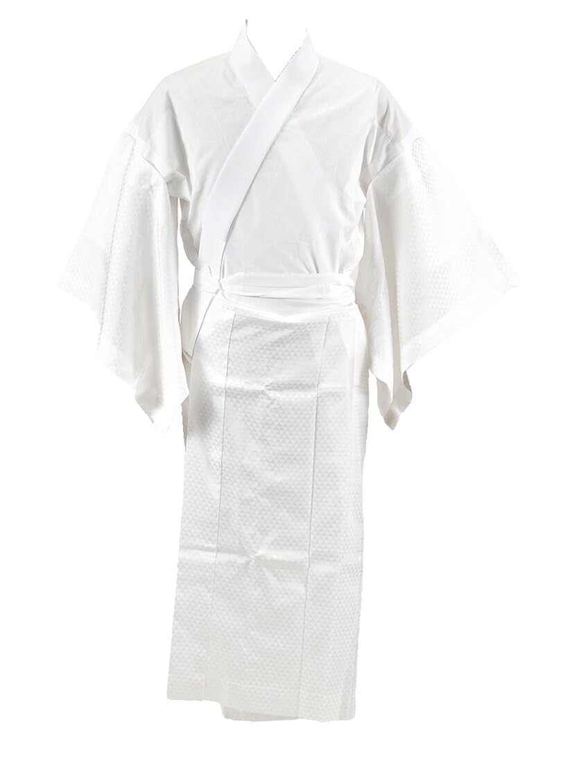 

Kiraku Nagajuban Made in Japan Kiraku Nagajuban Bar Collar Type Usotsuki Nagajuban with Half Collar Skin Undergarment Junban Sleeves LL White білий