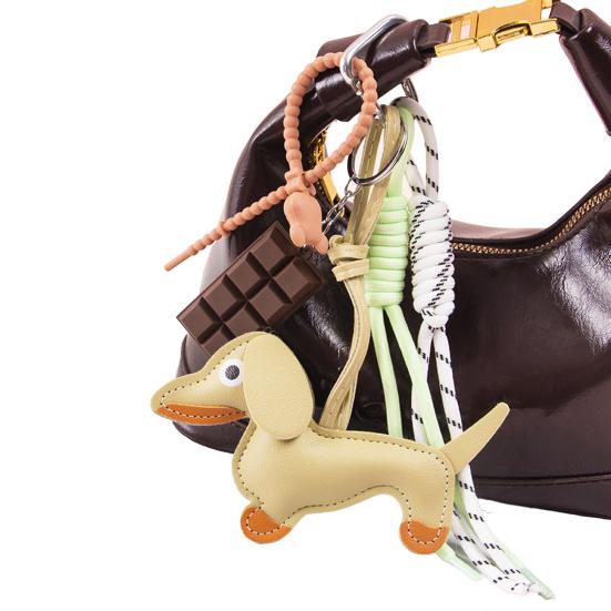 

Такса Собака Сумка Подвеска Шармы для сумки с плетеным зонтиком Выдвижная веревка Ключи C