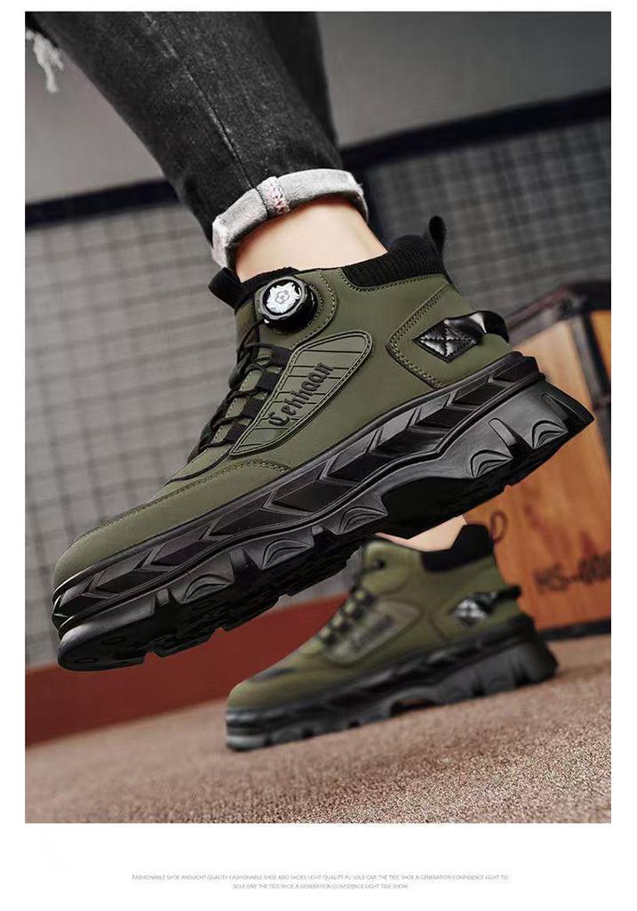 2026 Men's High-Top Martin Boots: Trendy, Thick Sole, Height-Increasing, Anti-Slip Casual Sports Shoes for Spring/Autumn.