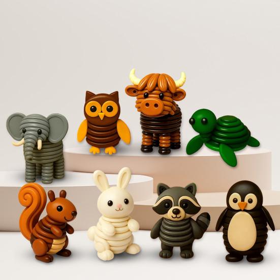 DIY Button Christmas Ornament Kit Highland Cow/Rabbit/Owl Animal Button Ornament Making Set Hand-Assembled Xmas