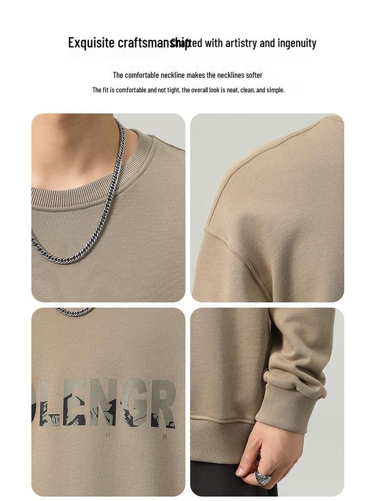 Men's Casual Round Neck Long Sleeve Pullover Hoodie for Spring, Autumn, and Winter