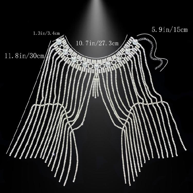Handcrafted Crystal Tassels Shoulder Necklace Punk Style Body Chain Jewelry Shoulder Chain Charm For Festival Outfits