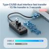 KEBIDUMEI USB HUB 7 Ports USB3.0 Splitter 5Gbps with Individual Switch Power Adapter for Laptop USB Ports Extender USB-C Docking