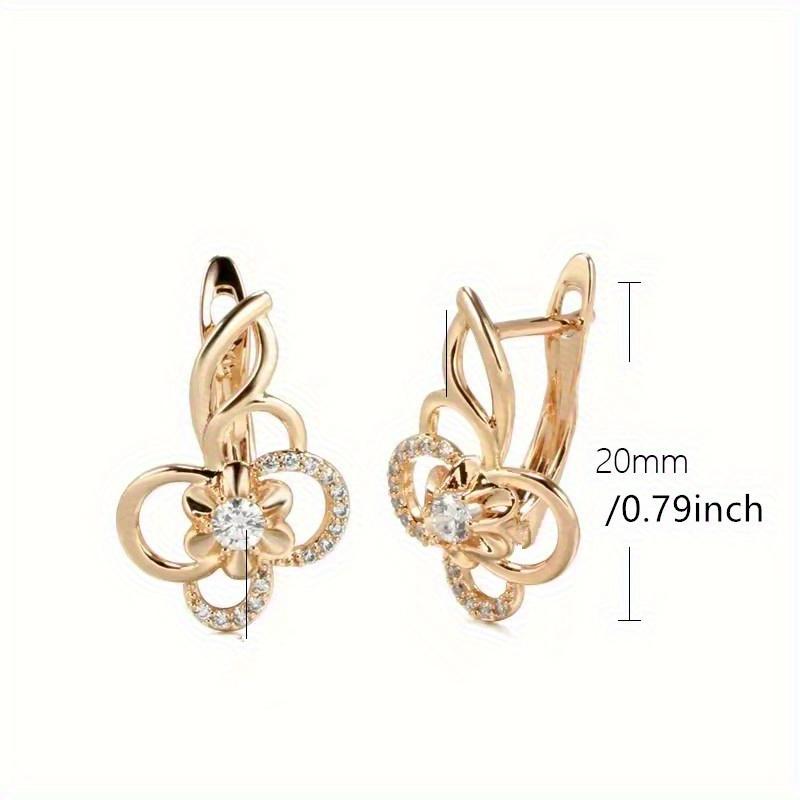 Vintage Golden Color White Stone Flower Drop Earrings Fashion Bride Wedding Jewelry Accessories