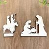 Nativity Scene Countdown Calendar 25 Days Wood Christmas Religious Table Decor Multi-Functional Religious Table Ornament Tray