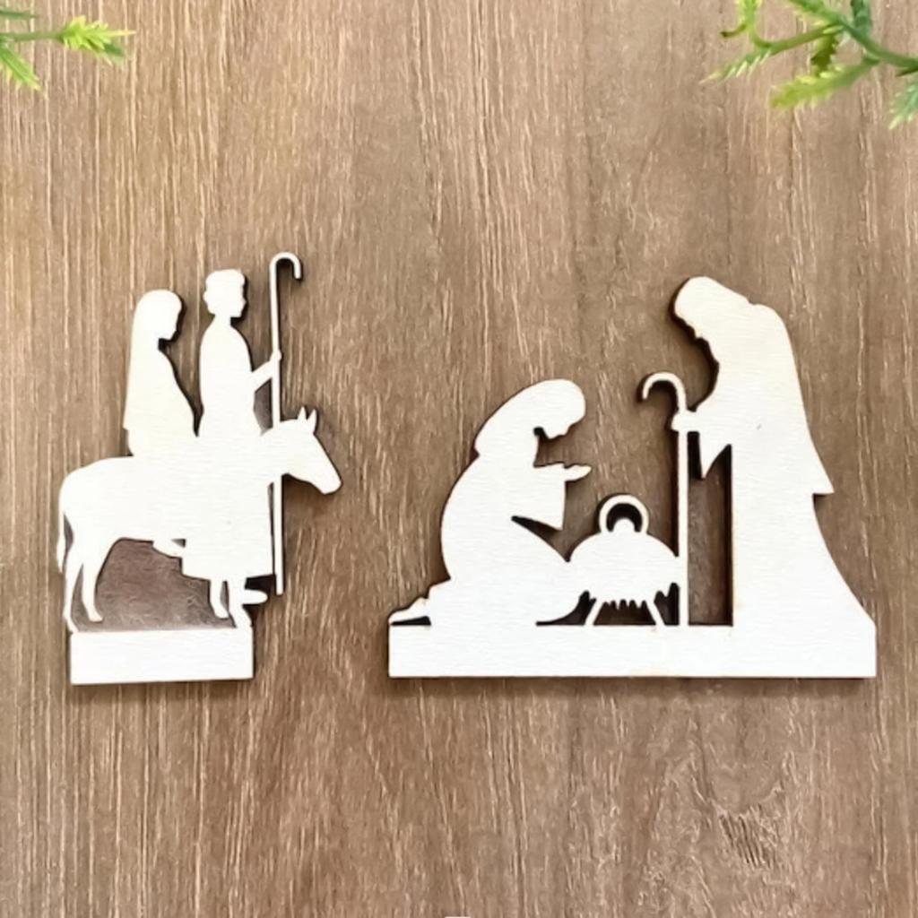 Nativity Scene Countdown Calendar 25 Days Wood Christmas Religious Table Decor Multi-Functional Religious Table Ornament Tray