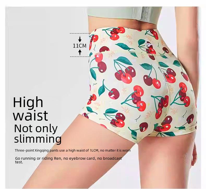 European-American High Waist Printed Sports Yoga Shorts for Women