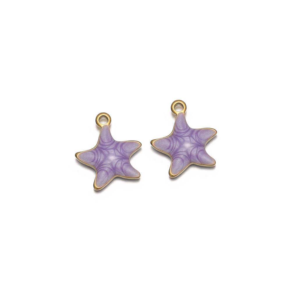 20pcs Stainless Steel Enamel Star Women Girls Cute Bracelet Decoration Summer Necklace Charms DIY Jewelry Accessories Making