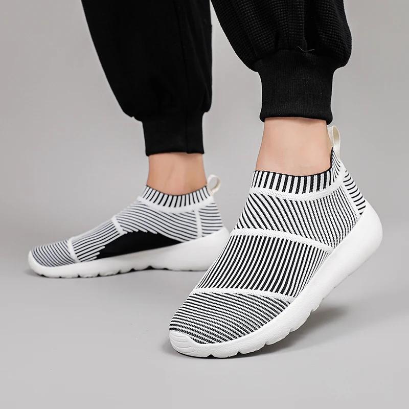 Women Men Sneakers Outdoor Breathable Running Shoes Mesh Sock Shoes for Dancing Padded Thickened Low Top Casual Shoes Size 35-45
