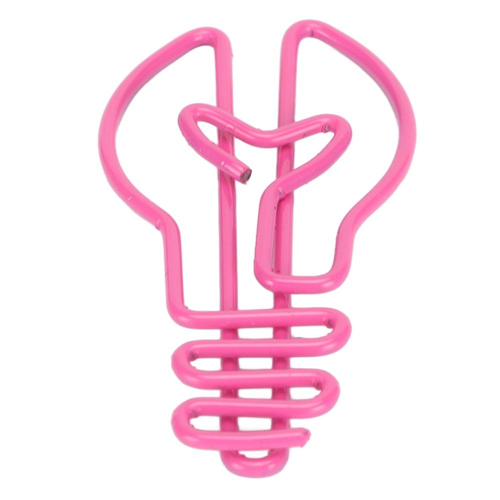 100pcs Plastic-coated Metal Bulb Shape Paper Clips Yellow/Pink Metallic Paper Clips Office Supplies