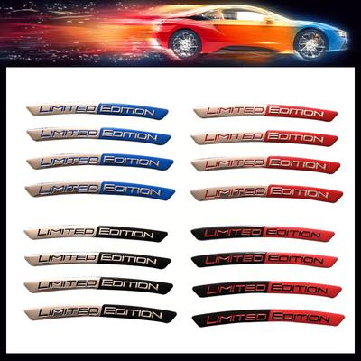4x Aluminium LIMITED EDITION Emblem Car Wheel Hub Stickers Decal Tire Rim Decorative Strips Auto Exterior Universal Accessories