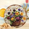 Vintage Tin Sign Round Floral Wall Art 8 Inch Metal Pansy Botanical Decor For Kitchen Garden Living Room Home