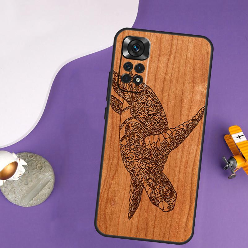 Turtle Wood Pattern Case For Xiaomi Redmi Note 13 Pro 14 12 9 10 11 Pro 10S 11S 12S Redmi 13C 14C 10C 12C Cover