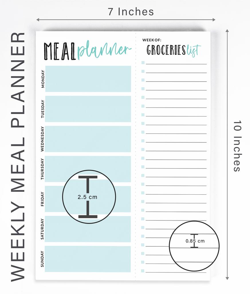 Inkdotpot Weekly Meal Planner Notepad 7"x10 , "Kitchen Menu" Magnetic Meal Planning Pad with Tear Off Grocery S-54 Sheets