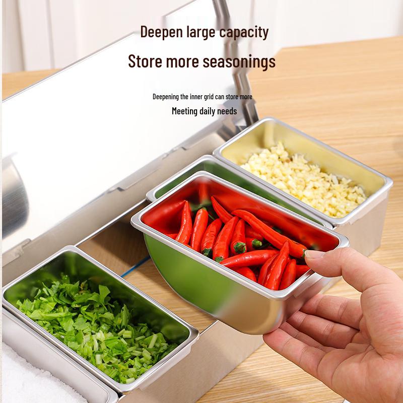 FATTBAO Stainless Steel Multi-Compartment Seasoning Box