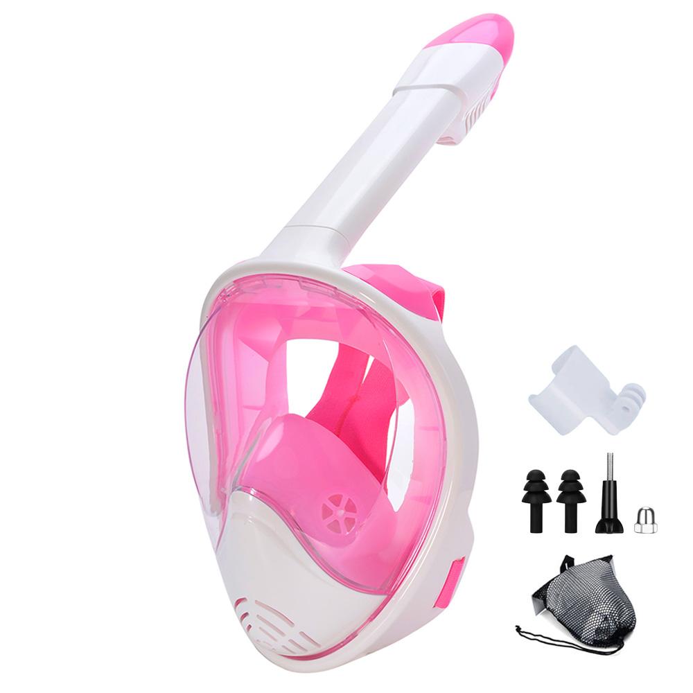 

Маска для снорклинга на все лицо со съемным креплением для камеры, маска для снорклинга, плавания, дайвинга, широкий обзор, защита от запотевания и протечек для взрослых и молодежи S/M розовый