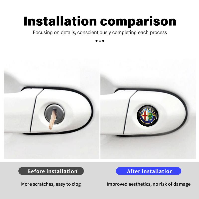 8pcs Car Door Lock Keyhole Stickers Protector Lock Core Decal For Alfa Romeo Giulia 147 Mito 156 159 166 GT Stelvio Brera